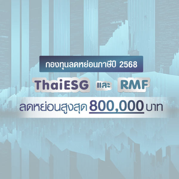 ปี 2568 กองทุน ThaiESG และ RMF ลดหย่อนภาษีได้รวมกันสูงสุด 800,000 บาท